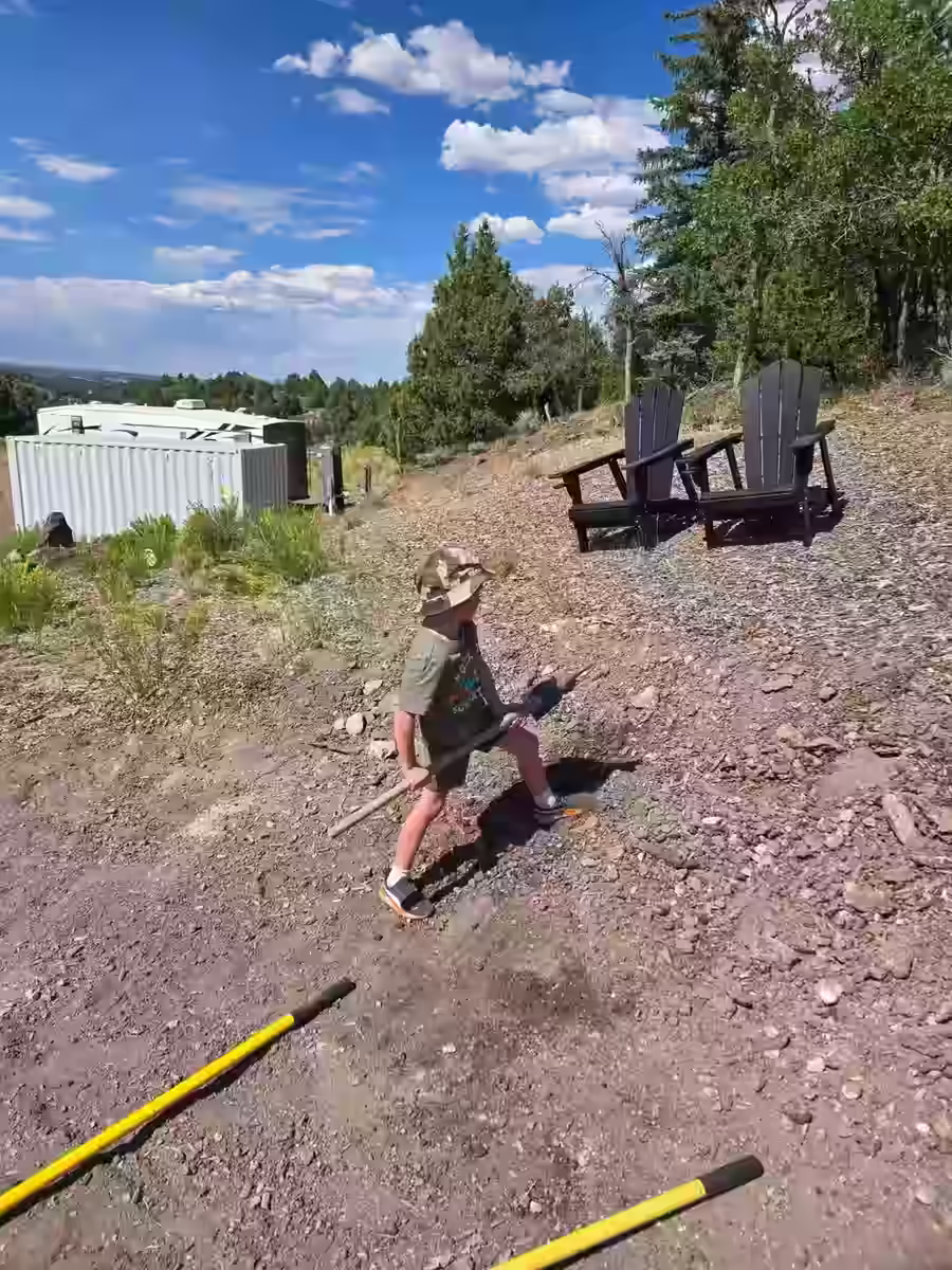 Fire pit construction at Starlit Ridge