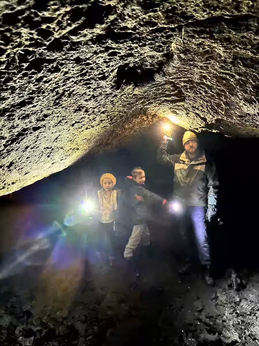Mammoth cave lava tubes kid exploring utah